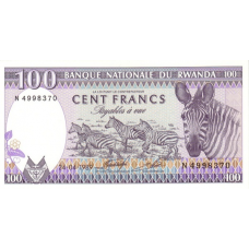 P19 Rwanda 100 Francs Year 1989